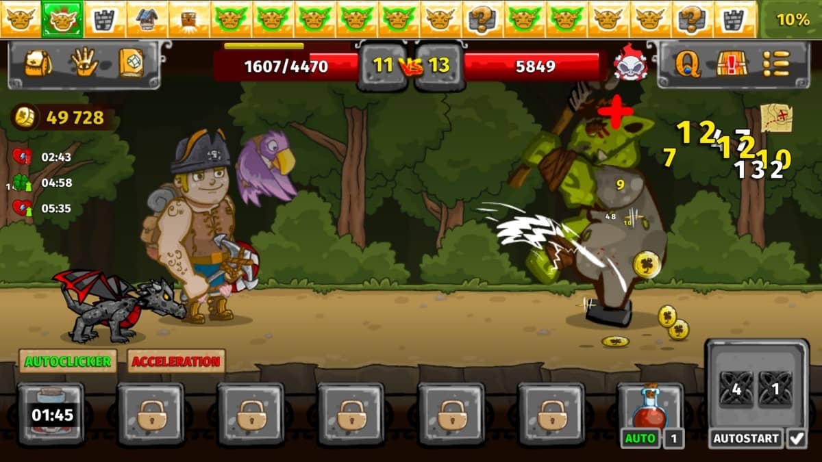 The player and pet clash with a towering ogre in Let's Journey’s forest, showcasing intense combat mechanics.