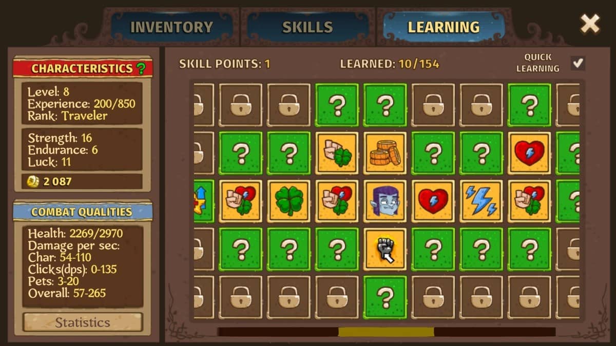 A detailed look at the Let's Journey skill tree, showing how upgrades shape gameplay and character progression.