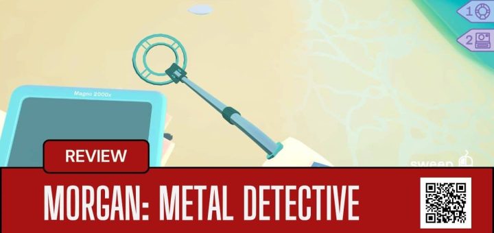 Metal detecting on a sunlit beach in Morgan Metal Detective, showcasing the game’s peaceful exploration mechanics.