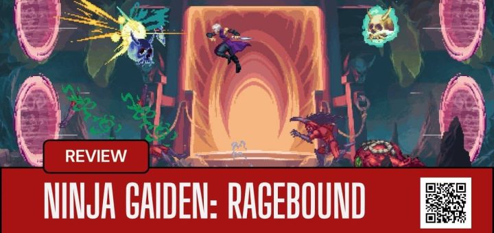 A wave-based battle erupts in NINJA GAIDEN: Ragebound as enemies pour through glowing red portals.