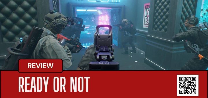 A SWAT team breaching Neon nightclub at night in Ready or Not, showcasing tense tactical gameplay.