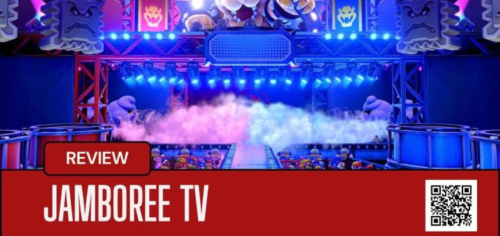 Bowser towers above a steel stage with smoke effects in Super Mario Party Jamboree – Nintendo Switch 2 Edition + Jamboree TV.