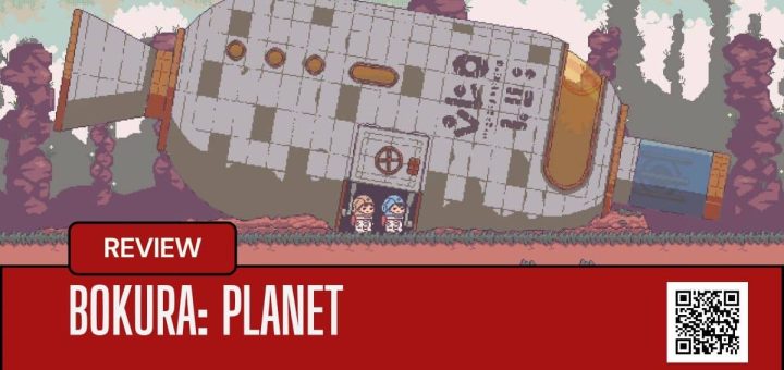 Both characters from BOKURA: planet stand beside their crashed ship as their tense co-op journey begins.