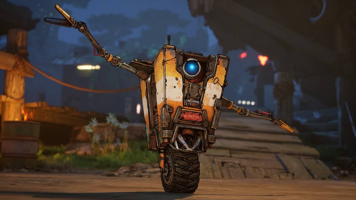 Claptrap stands armed and ready in Borderlands 4, showcasing his chaotic charm in full battle stance.