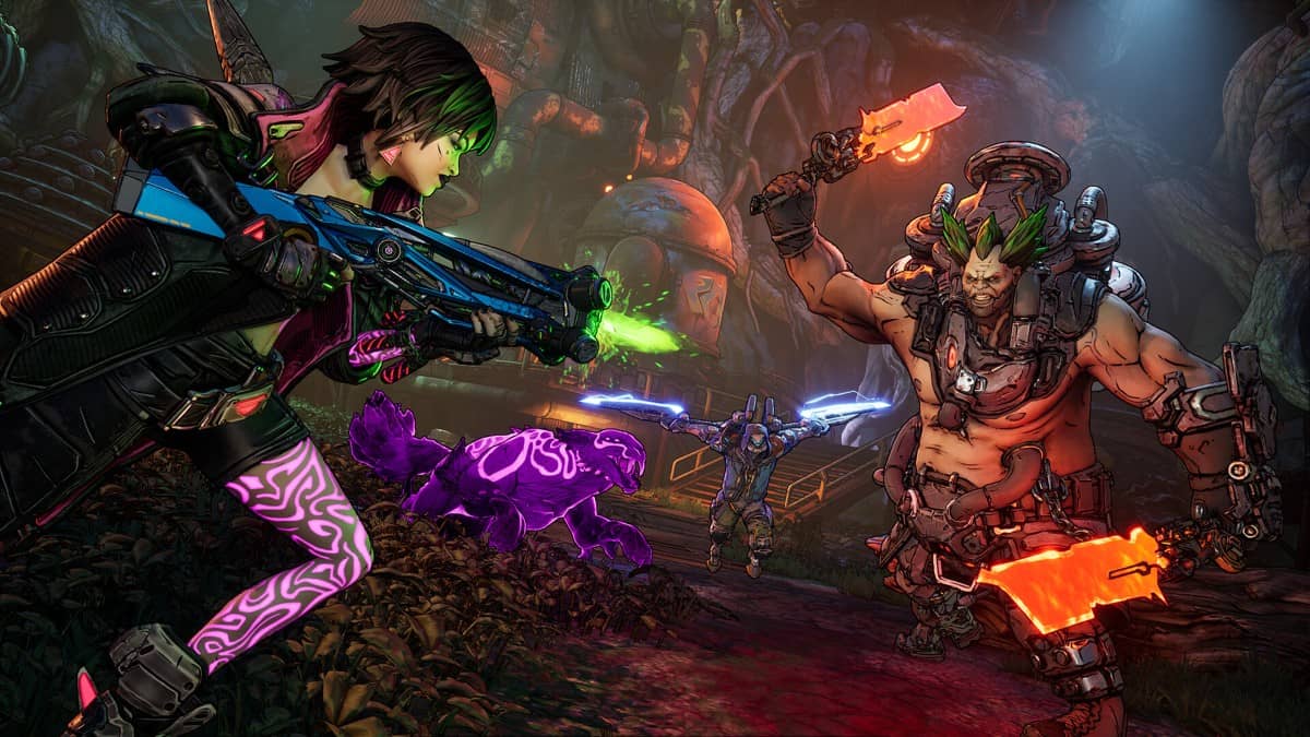 Vex unleashes her siren powers in Borderlands 4, clashing with a massive charging boss in a high-stakes battle.