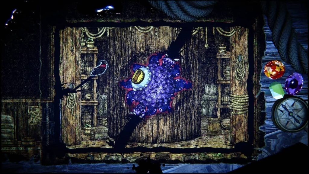 A vibrant boss battle in Chronoscript: The Endless End featuring laser attacks and intense hand-drawn visuals.