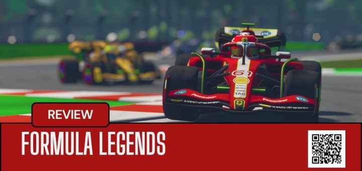 A red F1 car in Formula Legends powers through a sunny corner, showcasing the game’s dynamic racing physics.
