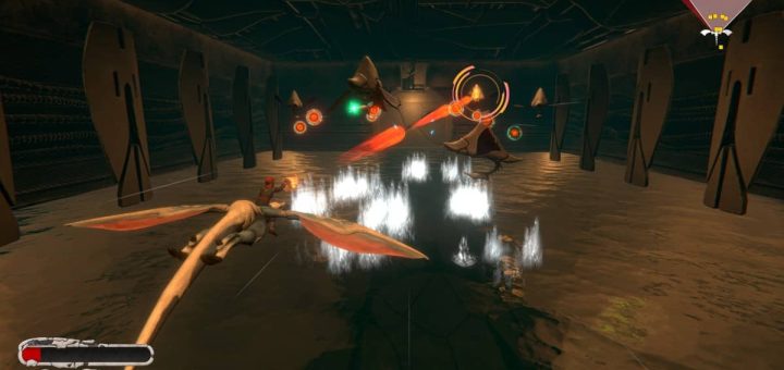 Panzer Dragoon Zwei Remake combat scene showing lock-on targets and dragon attack