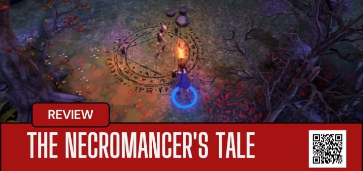 The Necromancer's Tale character casting a glowing magic sigil as a daemonic creature emerges within its lines.
