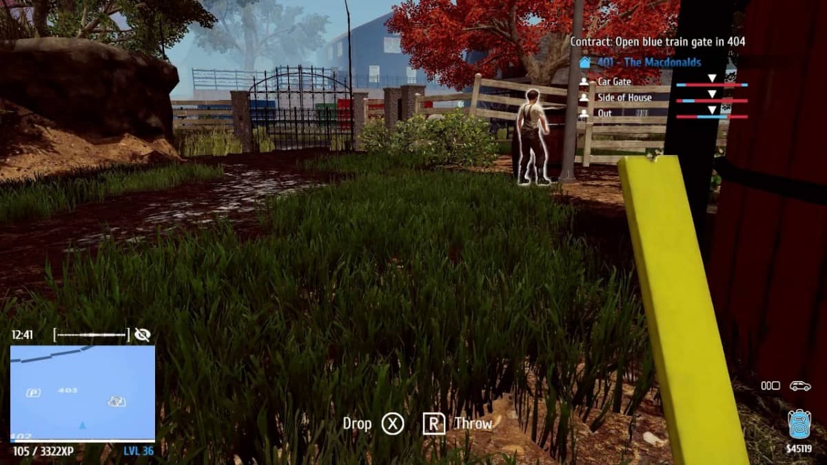Stealthily closing in on a target in Thief Simulator Mastermind Edition with a yellow 4x4 ready to cause trouble.