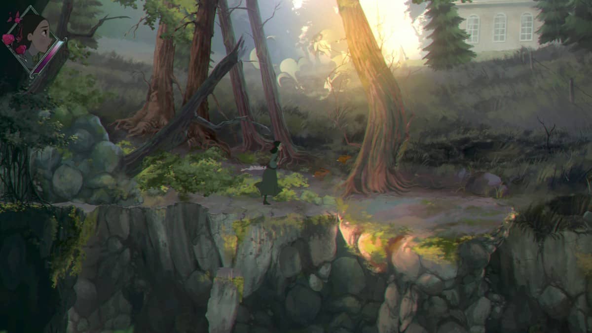 Carole walks behind a house in Bye Sweet Carole, showcasing the game’s richly detailed and atmospheric world design.
