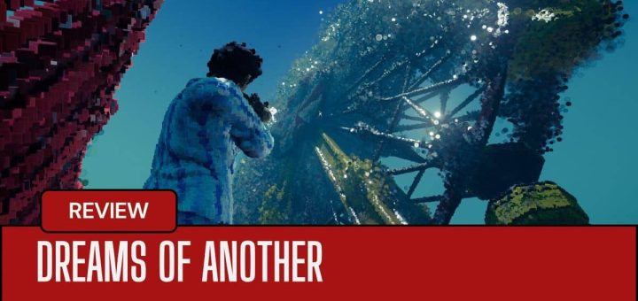 The protagonist of Dreams of Another gazes at a towering big wheel, sunlit and armed, capturing the game’s surreal tone.