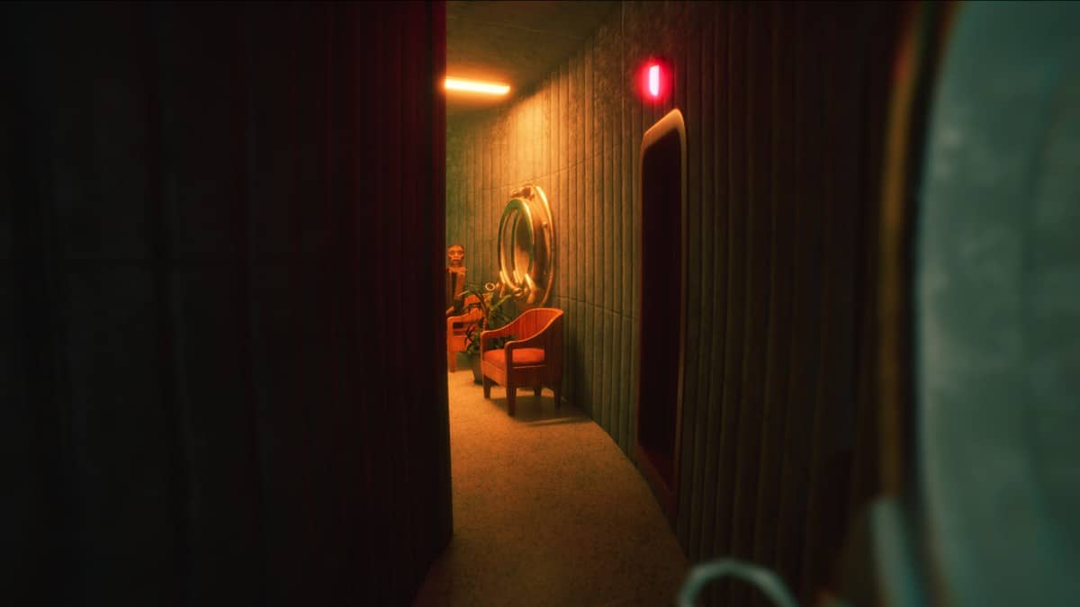 The red door in P1 Anchor Light signals a failed anomaly hunt, marking the end of a tense investigation round.