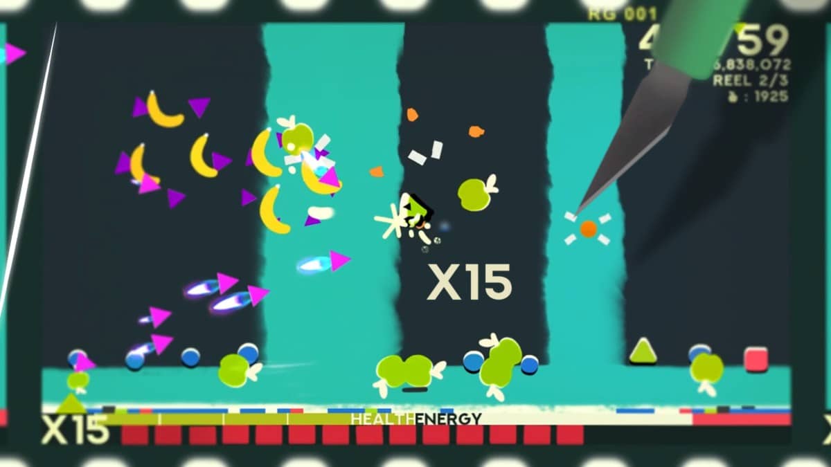 ZOE Begone! erupts with a x15 combo as the paintbrush floods the screen with fresh enemies mid-reel.