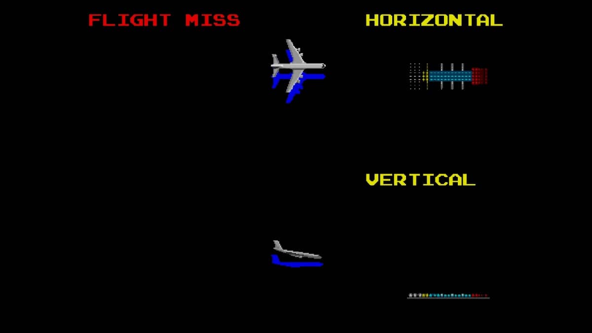 End of level summary in Arcade Archives 2 Midnight Landing highlighting approach accuracy and runway lineup.
