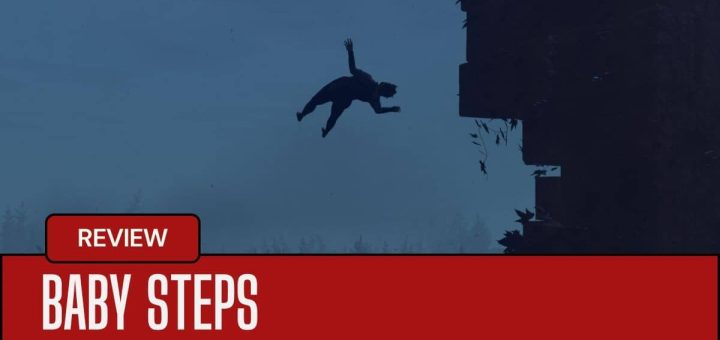 Nate ragdolls off a cliff in Baby Steps as the night sky looms, capturing the game’s chaotic physics and emotional absurdity.
