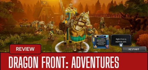The Scales faction champion from Dragon Front Adventures stands ready in a detailed tactical battlefield scene.