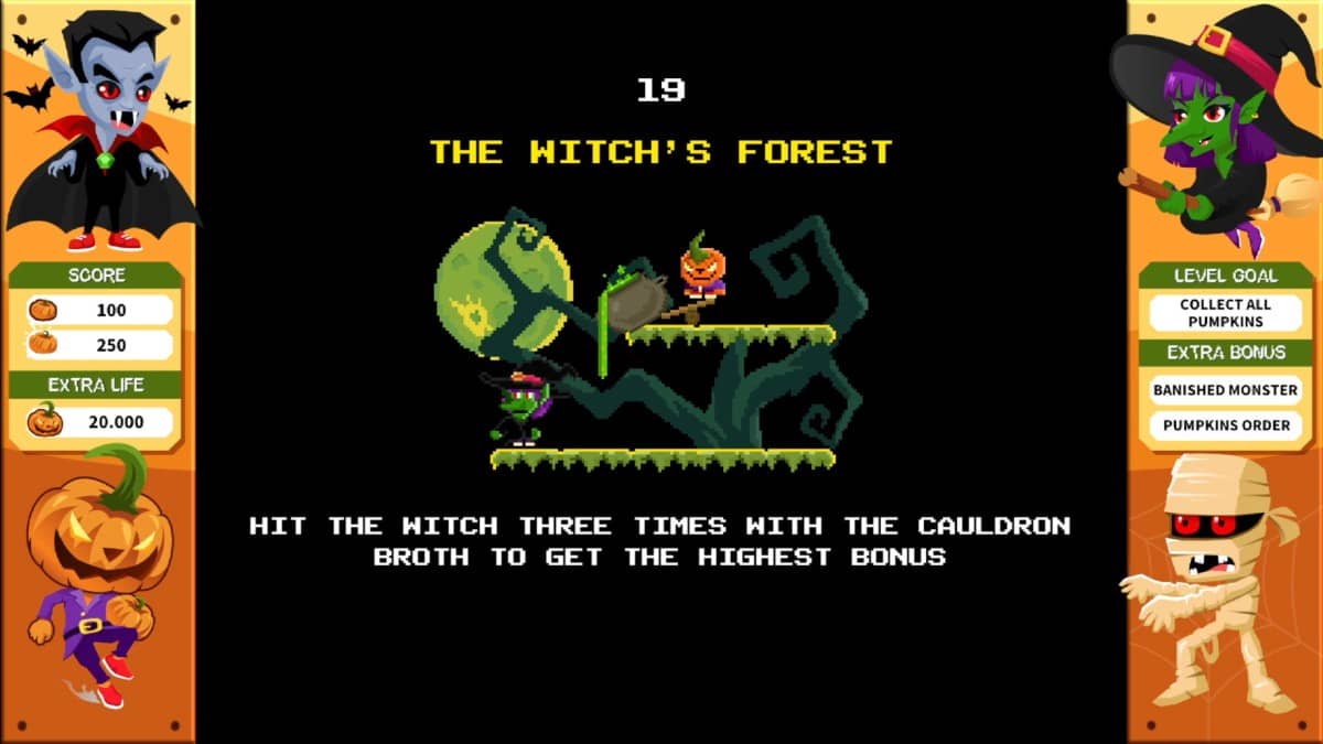 The eerie Witches Forest level introduction in Halloween 1985, filled with spooky atmosphere and detail.