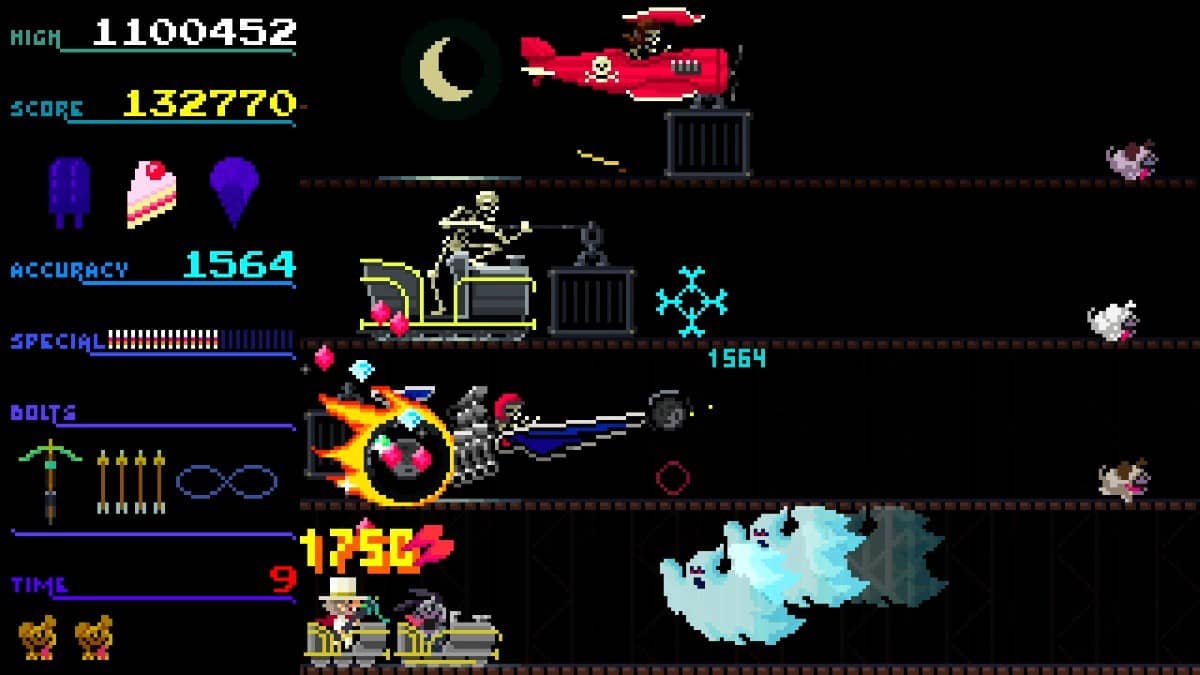 silver bullet Ghostlight Manor’s dragster mini-game showcases monster-filled cars in a thrilling pixel showdown.
