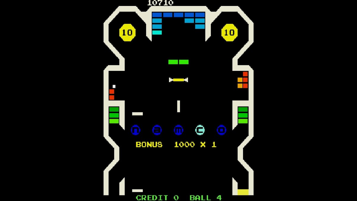 Arcade Archives BOMB BEE gameplay showing the ball speeding across the screen at high velocity.