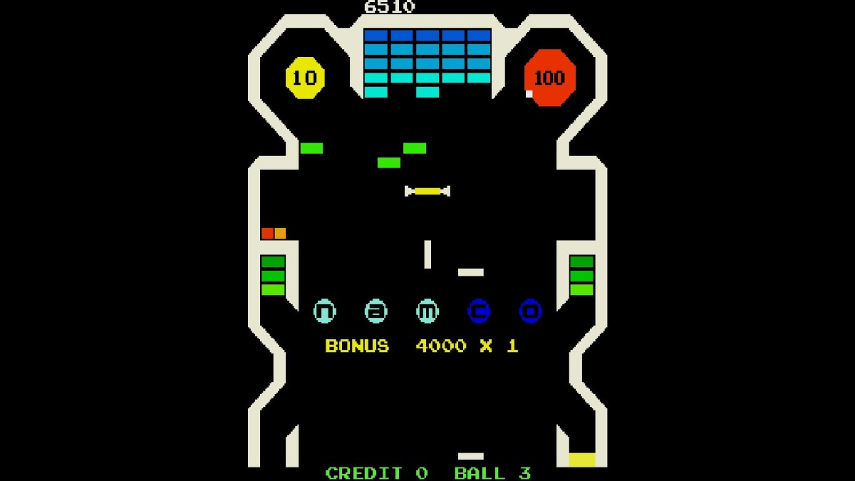 Arcade Archives BOMB BEE gameplay showing the top right bumper turning red after being struck.