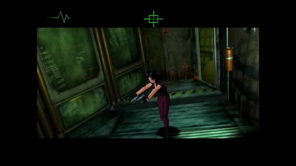 Hana Tsu aims her guns in Fear Effect, prepared to confront the dangerous enemies ahead.