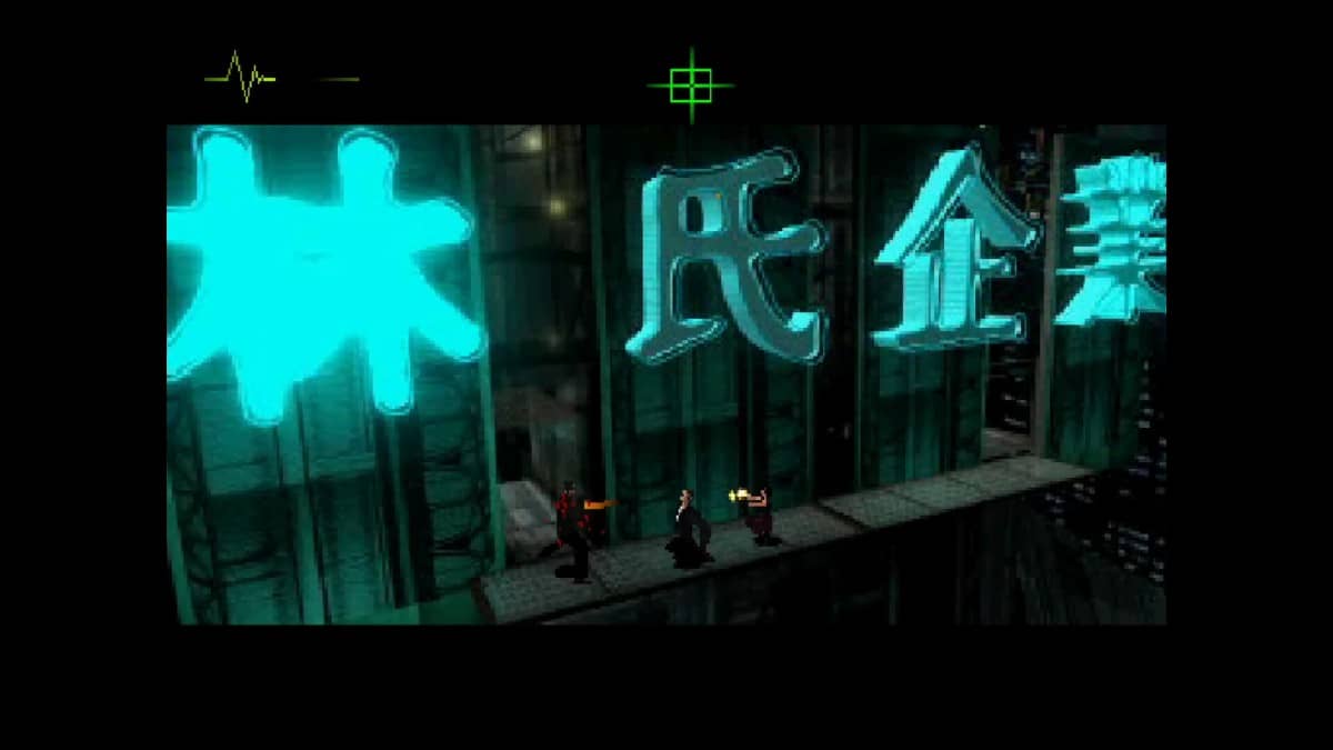 Hana Tsu strides past a glowing neon sign in Fear Effect’s atmospheric, night-driven world.