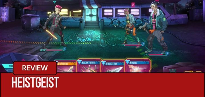 A tense HeistGeist combat moment as your character faces two punks outside a neon-soaked caravan shop.
