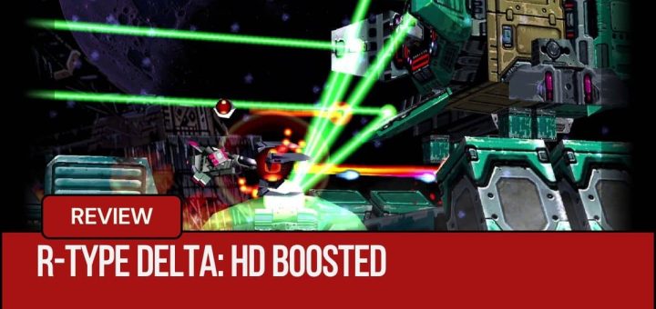 Epic space battle in R-Type Delta: HD Boosted featuring a giant mech boss and intense laser combat.