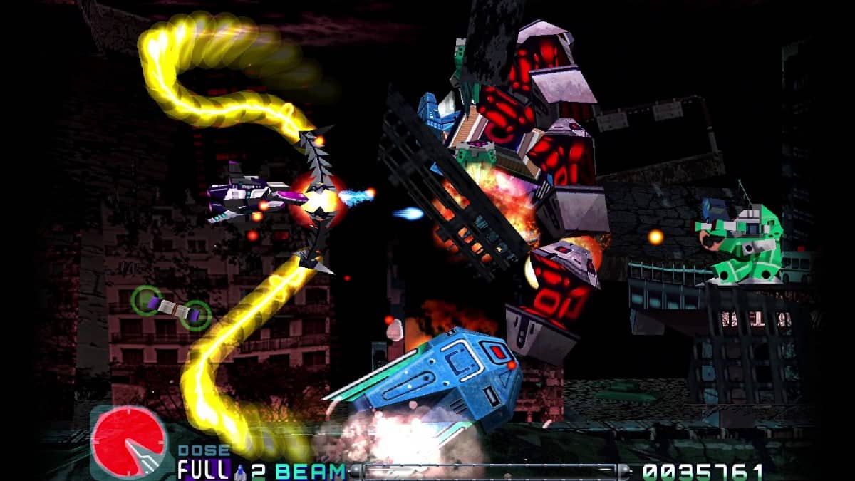 Chaotic R-Type Delta: HD Boosted battle with relentless lasers and lock-on missiles filling the screen.