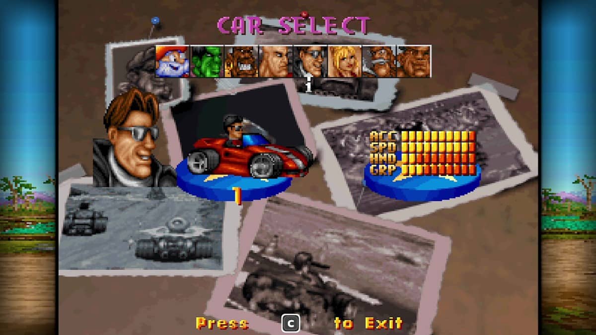 Street Racer Collection (QUByte Classics) character select screen showing all racers with unique stats.