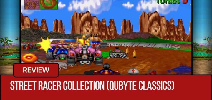 Street Racer Collection (QUByte Classics) characters battling on a muddy straight, showcasing chaotic racing action.