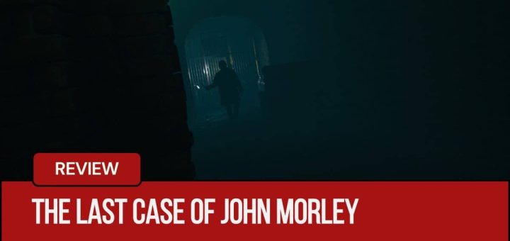 John Morley walking through a dark eerie corridor beneath the house with a looming metal gate in The Last Case of John Morley.