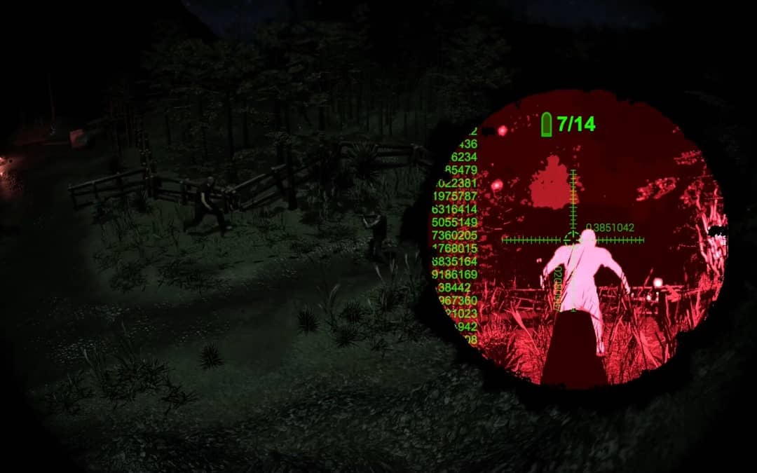 Aiming in The Order of the Snake shown with the main screen and a red scope overlay during combat.