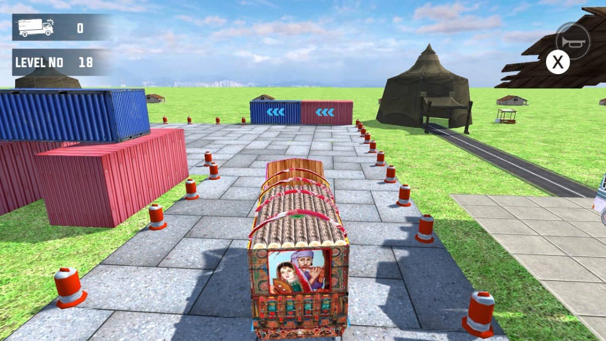 A bright sunny in‑game scene from Truck Driving showing a truck approaching a roundabout.