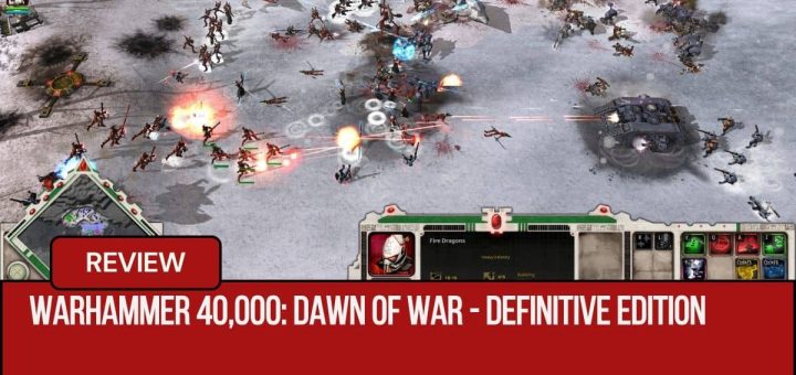 A massive snowy clash in Warhammer 40,000: Dawn of War - Definitive Edition between Chaos Marines and Eldar.