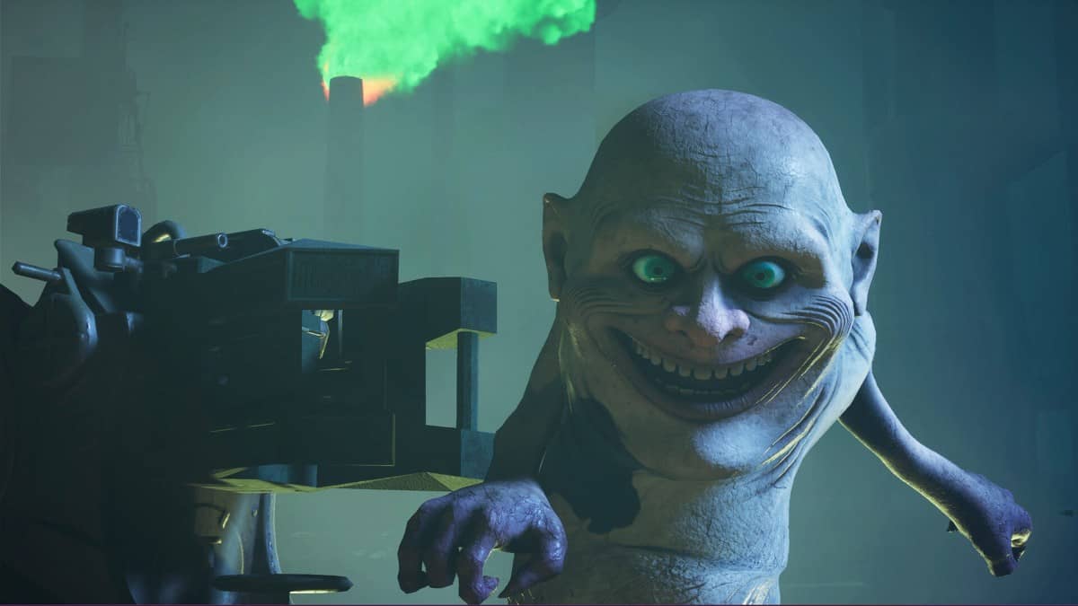 A strange smiling creature from Ayasa: Shadows of Silence with an unsettling and dangerous look.