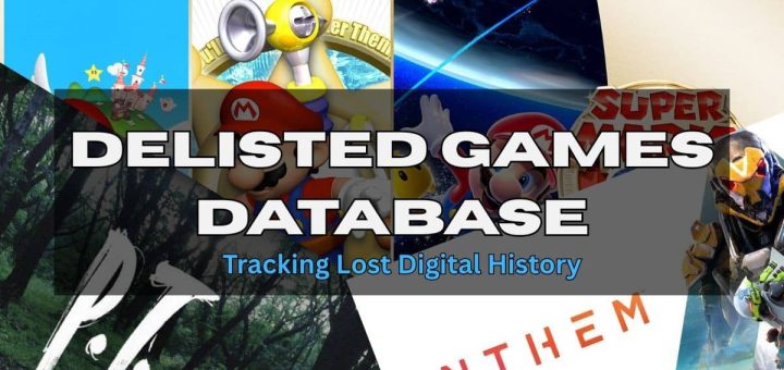 Collage of delisted video games including Anthem, P.T., and Mario for the Digital History Database.