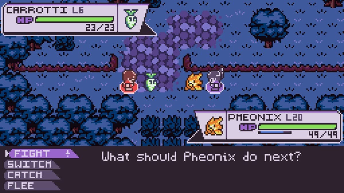 The party explores a forest in Doki Monsters Quest and meets a character showing how interactions work.