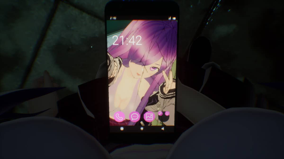 Kasuga’s mobile phone menu displayed in High School Dirty Secrets, showing key in-game options.