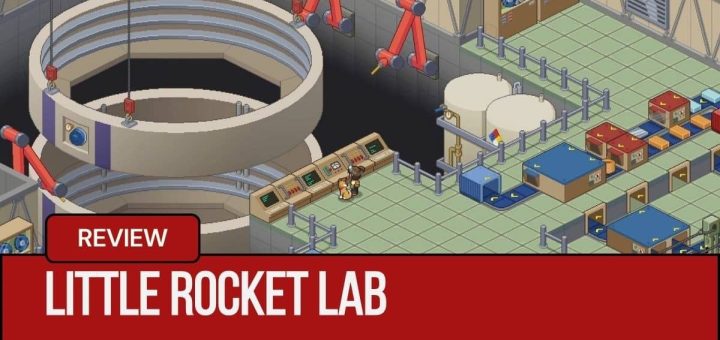 The hero and her dog observe a reactor under construction inside a high-tech facility in Little Rocket Lab.