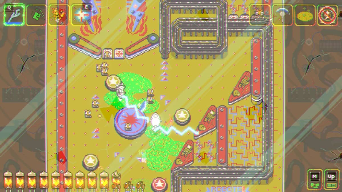 Detailed pinball themed level in Look Mum No Computer showing the intricate layout and visual style