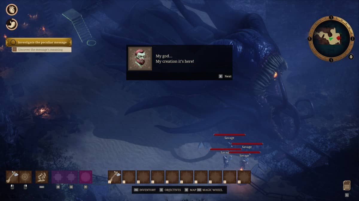 Your character meets the living Lovecraftian train for the first time in RailGods of Hysterra Preview.