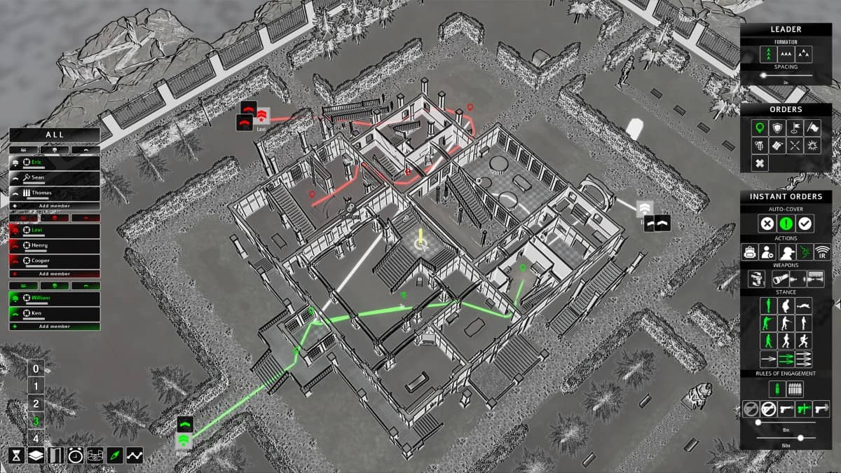 The insertion map in Black One Blood Brothers showing squad positions and issued commands.