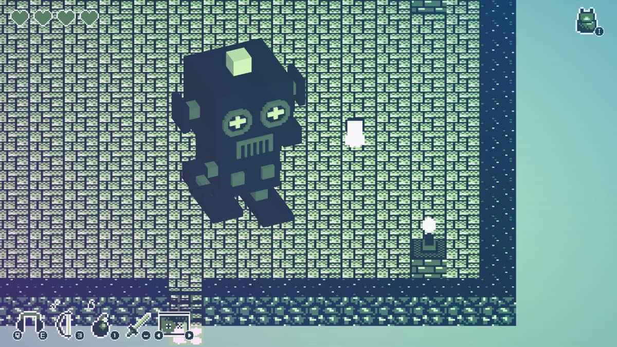 Boss arena battle with a giant 70s-style robot in cassette boy, captured by Gert Lush Gaming.
