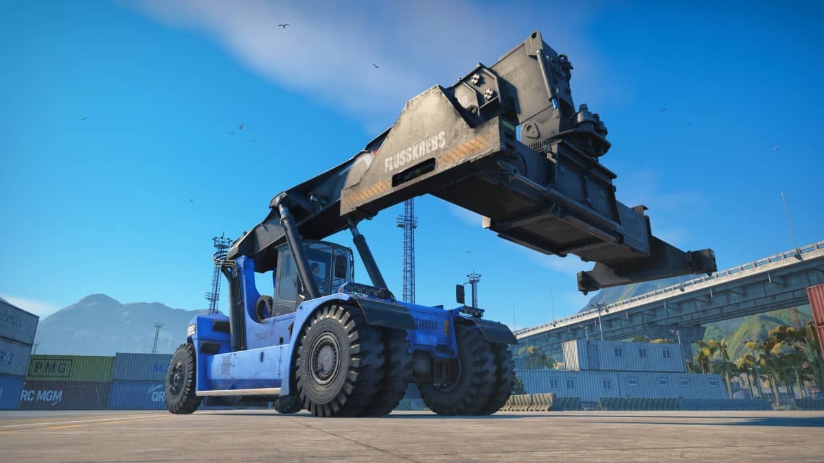 The main cargo hauler in Docked, a massive vehicle built for moving containers across the busy port.