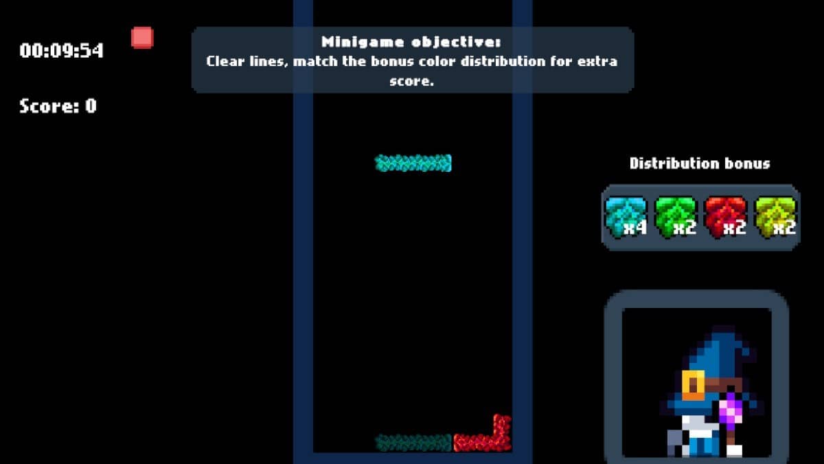 A Gridle minigame showing its Tetris-style twist as blocks stack and shift during fast-paced gameplay.