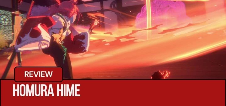 Homura Hime scene with hero facing a red tornado boss attack for Gert Lush Gaming.