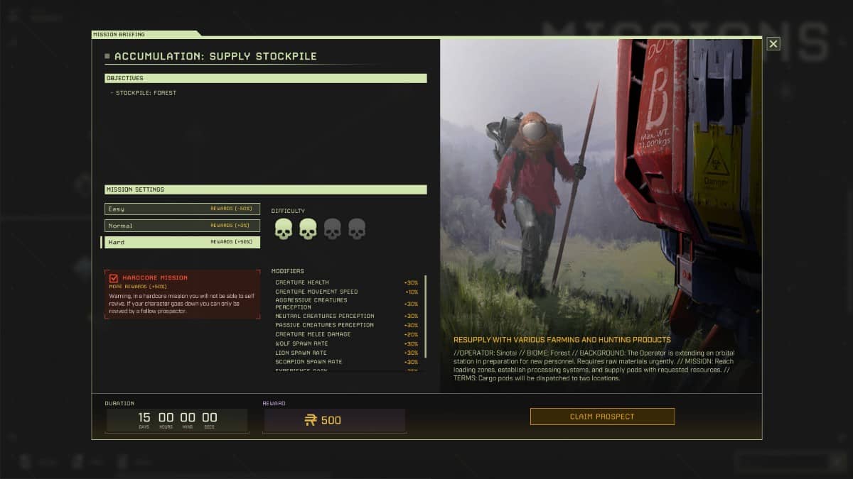 ICARUS mission selection screen showing objectives and rewards for Gert Lush Gaming.