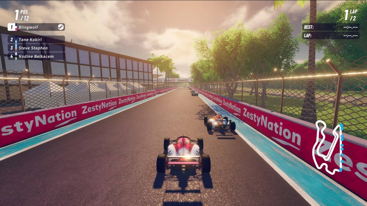 F1 cars race down a sunlit straight in iRacing Arcade for Gert Lush Gaming.